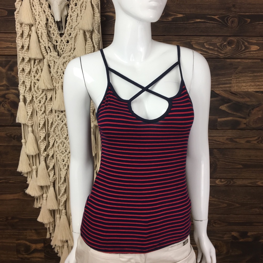 Caution To The Wind | Strappy Striped Tank Cami Top